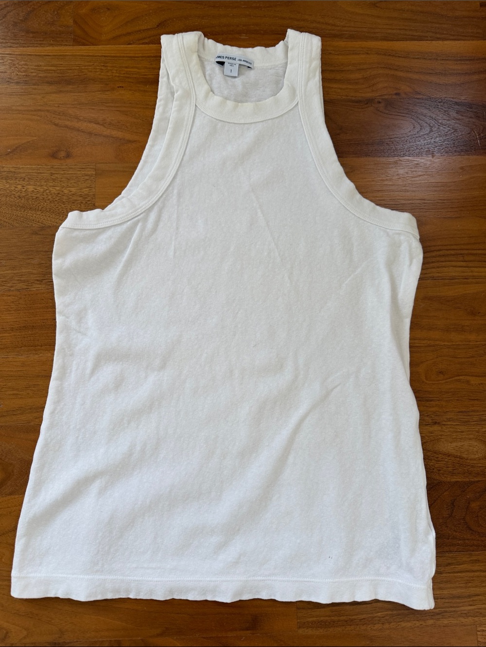 James Perse Cream Ribbed High-Neck Tank